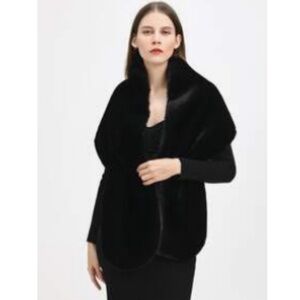 Elegant Black Faux Fur Shawl